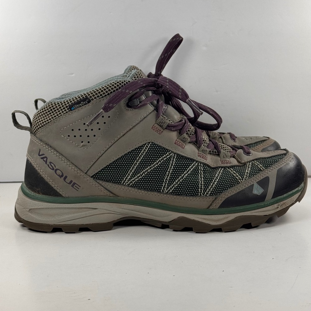 Vasque 7347 M UltraDry Hiking Boots Womens 10.5 Grey Purple Waterproof Trail